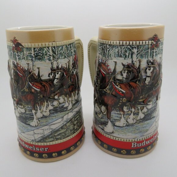 Beer Stein Budweiser Vintage 1988 Festive Holiday Collector Special Edition - Picture 12 of 13